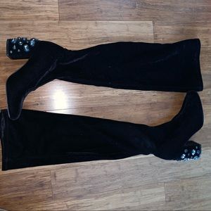 Nwob black velvet over the knee boots